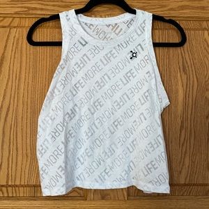 White Orange Theory OTF crop tank top